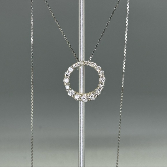 Eternal Circle CZ Sterling Silver Pendant - Picture 3 of 10